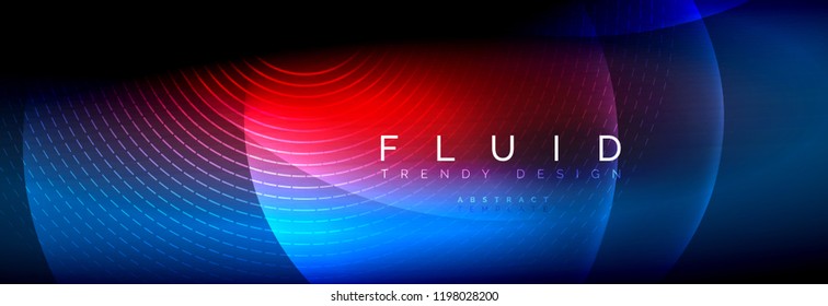 Vector blurred neon glowing circles with flowing and liquid light concept, energy magic fantastic background