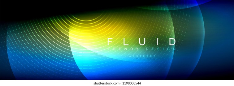 Círculos brillantes de neón vectorial borroso con concepto de luz fluida y líquida, energía mágica fondo fantástico