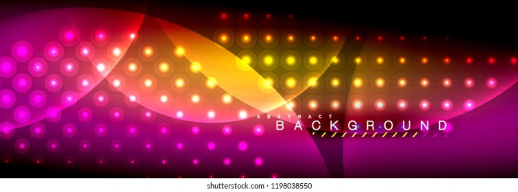 Vector blurred neon glowing circles with flowing and liquid light concept, energy magic fantastic background