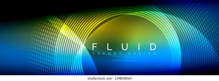 Vector blurred neon glowing circles with flowing and liquid light concept, energy magic fantastic background