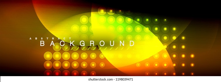 Vector blurred neon glowing circles with flowing and liquid light concept, energy magic fantastic background