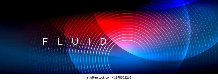 Vector blurred neon glowing circles with flowing and liquid light concept, energy magic fantastic background