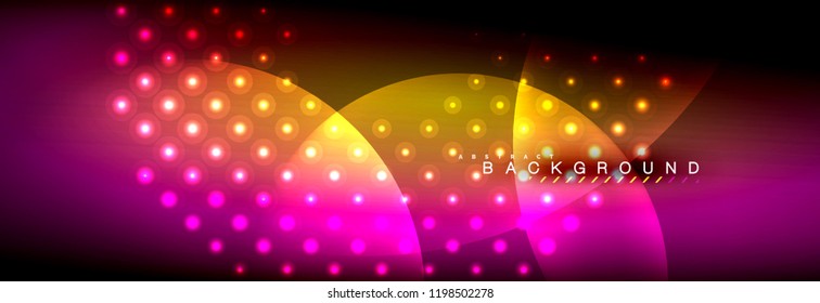 Vector blurred neon glowing circles with flowing and liquid light concept, energy magic fantastic background