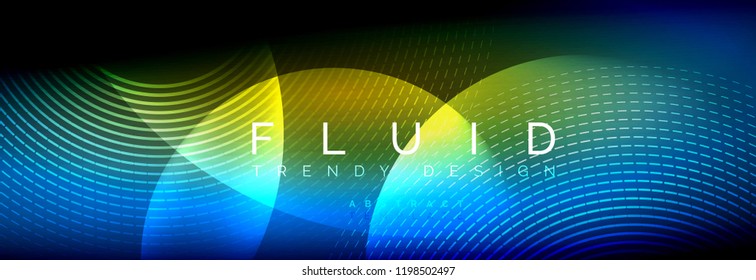 Vector blurred neon glowing circles with flowing and liquid light concept, energy magic fantastic background
