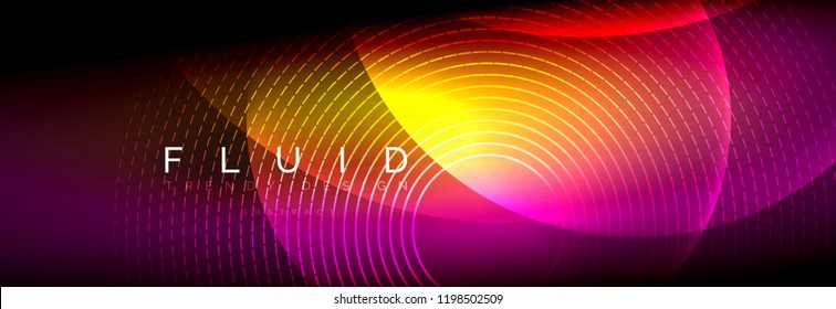 Vector blurred neon glowing circles with flowing and liquid light concept, energy magic fantastic background
