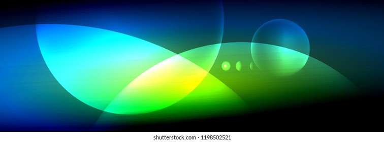 Vector blurred neon glowing circles with flowing and liquid light concept, energy magic fantastic background