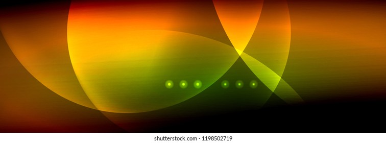 Vector blurred neon glowing circles with flowing and liquid light concept, energy magic fantastic background