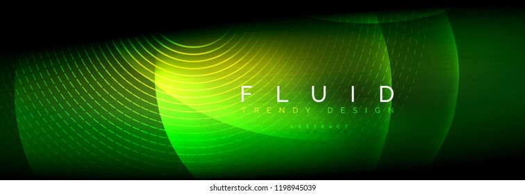 Vector blurred neon glowing circles with flowing and liquid light concept, energy magic fantastic background