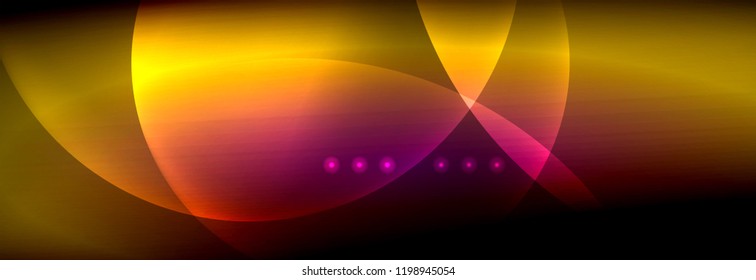 Vector blurred neon glowing circles with flowing and liquid light concept, energy magic fantastic background