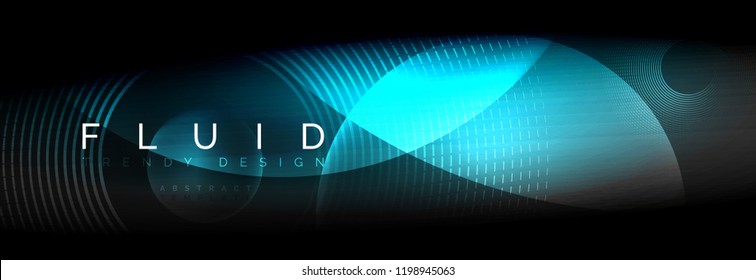 Vector blurred neon glowing circles with flowing and liquid light concept, energy magic fantastic background