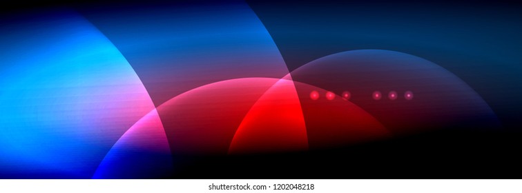 Vector blurred neon glowing circles with flowing and liquid light concept, energy magic fantastic background