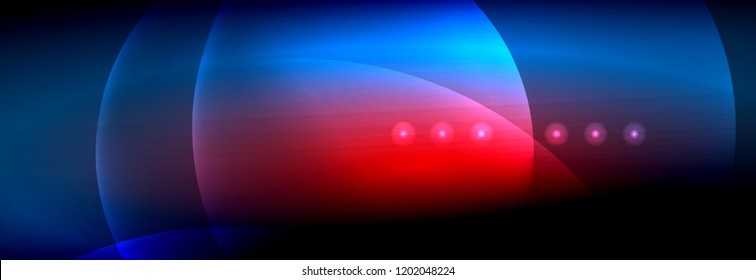 Vector blurred neon glowing circles with flowing and liquid light concept, energy magic fantastic background