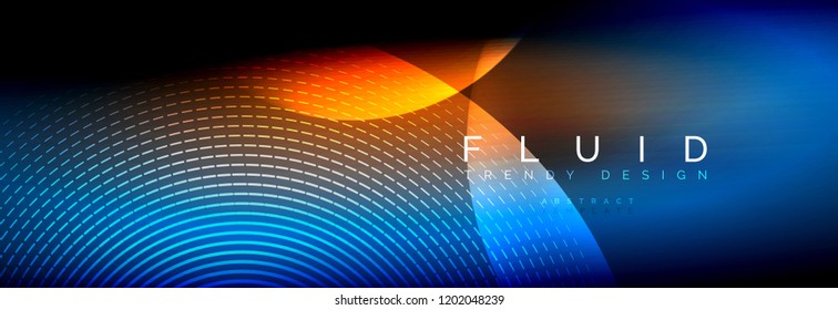 Vector blurred neon glowing circles with flowing and liquid light concept, energy magic fantastic background
