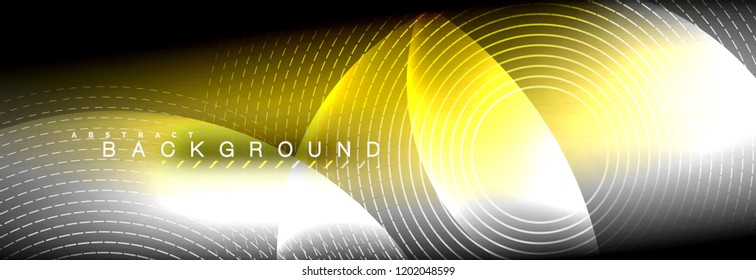 Vector blurred neon glowing circles with flowing and liquid light concept, energy magic fantastic background