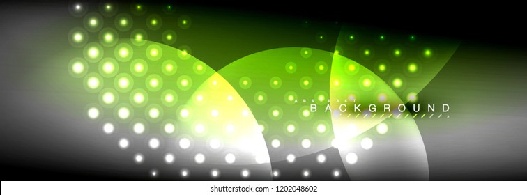 Círculos brillantes de neón vectorial borroso con concepto de luz fluida y líquida, energía mágica fondo fantástico