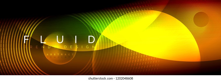 Círculos brillantes de neón vectorial borroso con concepto de luz fluida y líquida, energía mágica fondo fantástico