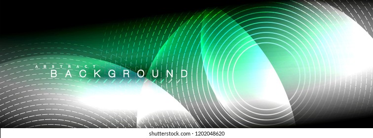 Vector blurred neon glowing circles with flowing and liquid light concept, energy magic fantastic background