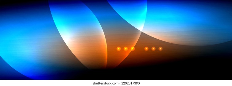Vector blurred neon glowing circles with flowing and liquid light concept, energy magic fantastic background