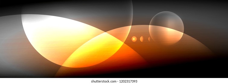 Vector blurred neon glowing circles with flowing and liquid light concept, energy magic fantastic background