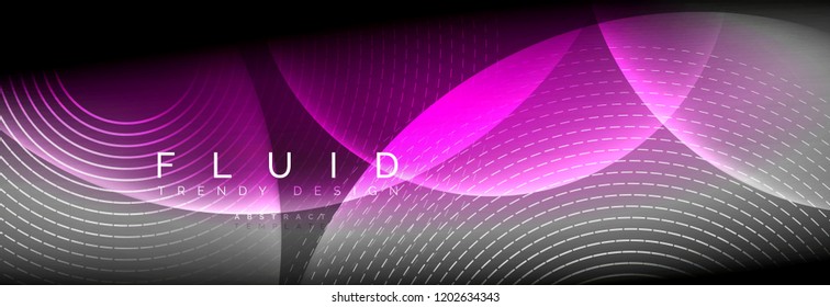 Vector blurred neon glowing circles with flowing and liquid light concept, energy magic fantastic background