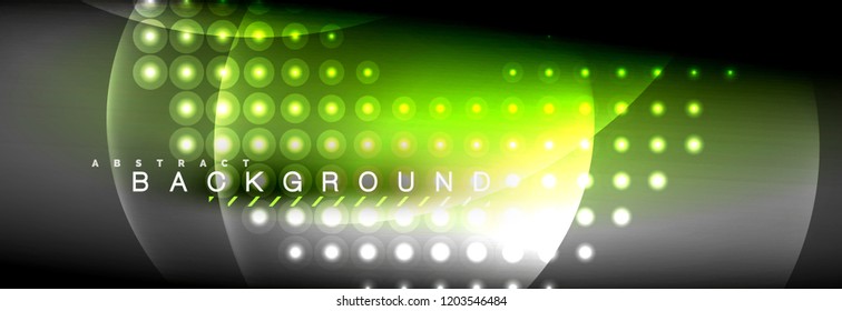Vector blurred neon glowing circles with flowing and liquid light concept, energy magic fantastic background