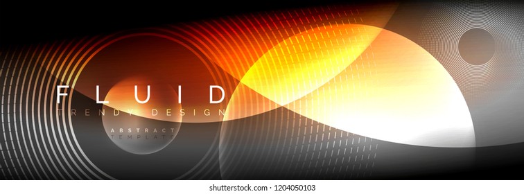 Vector blurred neon glowing circles with flowing and liquid light concept, energy magic fantastic background
