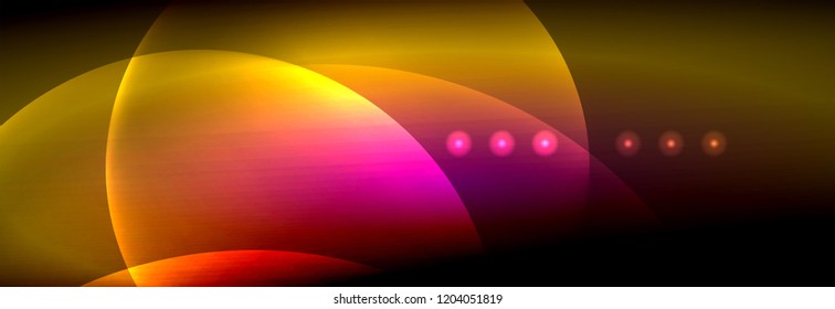 Vector blurred neon glowing circles with flowing and liquid light concept, energy magic fantastic background