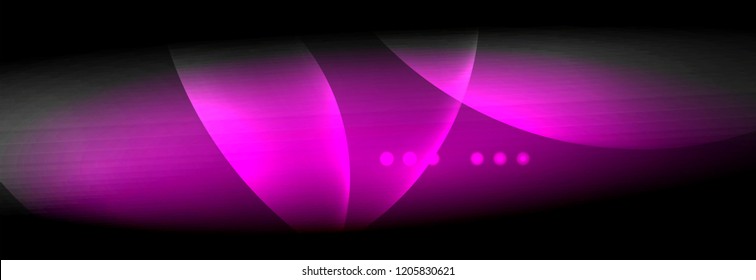 Vector blurred neon glowing circles with flowing and liquid light concept, energy magic fantastic background
