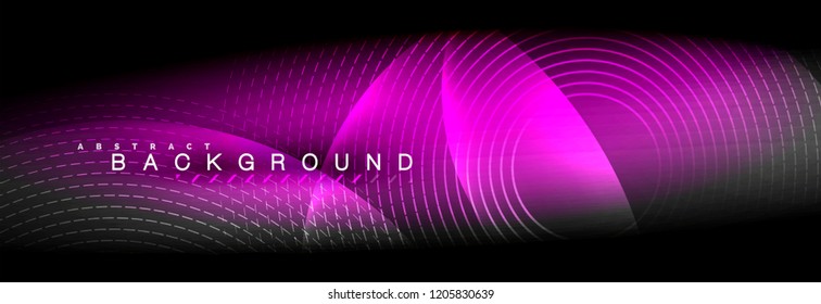 Vetor borrado neon brilhante círculos com fluindo e conceito de luz líquida, energia mágica fundo fantástico