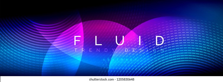 Círculos brillantes de neón vectorial borroso con concepto de luz fluida y líquida, energía mágica fondo fantástico