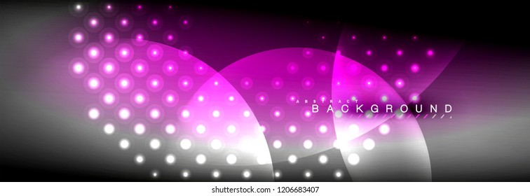Vector blurred neon glowing circles with flowing and liquid light concept, energy magic fantastic background