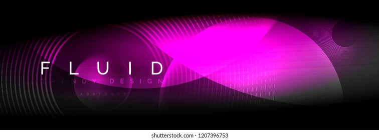 Círculos brillantes de neón vectorial borroso con concepto de luz fluida y líquida, energía mágica fondo fantástico