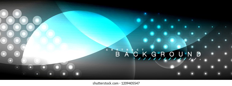 Círculos brillantes de neón vectorial borroso con concepto de luz fluida y líquida, energía mágica fondo fantástico