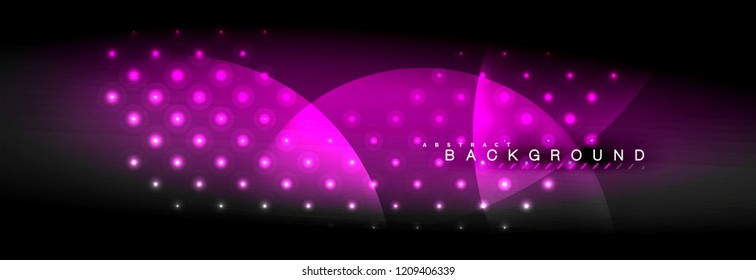 Vector blurred neon glowing circles with flowing and liquid light concept, energy magic fantastic background