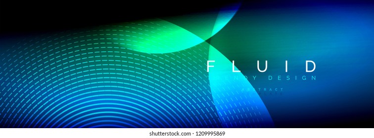 Círculos brillantes de neón vectorial borroso con concepto de luz fluida y líquida, energía mágica fondo fantástico