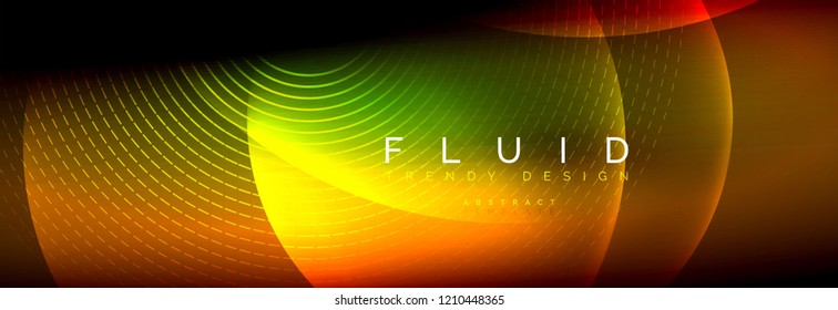 Círculos brillantes de neón vectorial borroso con concepto de luz fluida y líquida, energía mágica fondo fantástico