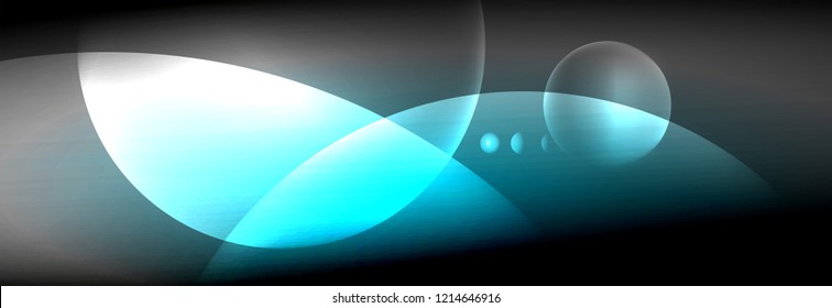 Vector blurred neon glowing circles with flowing and liquid light concept, energy magic fantastic background