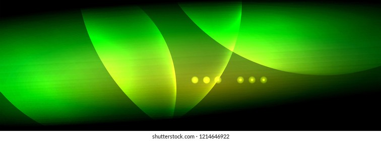 Vector blurred neon glowing circles with flowing and liquid light concept, energy magic fantastic background