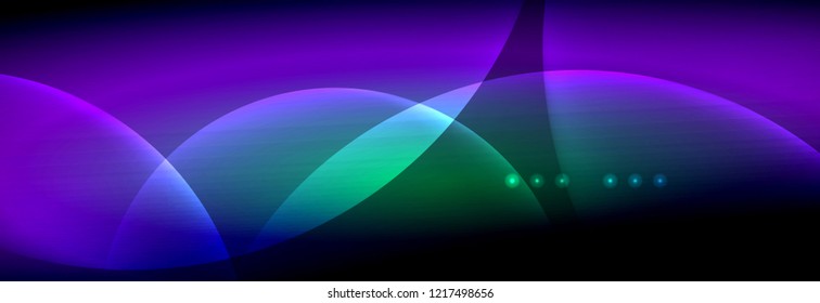 Vector blurred neon glowing circles with flowing and liquid light concept, energy magic fantastic background