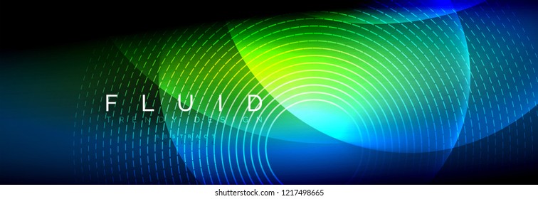 Vector blurred neon glowing circles with flowing and liquid light concept, energy magic fantastic background