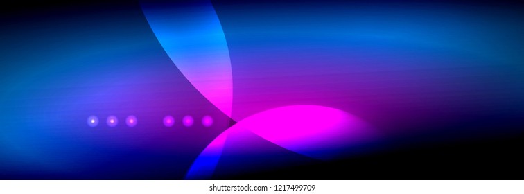 Círculos brillantes de neón vectorial borroso con concepto de luz fluida y líquida, energía mágica fondo fantástico