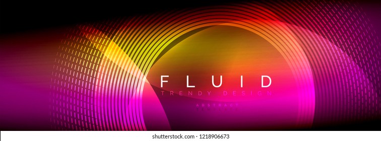 Vector blurred neon glowing circles with flowing and liquid light concept, energy magic fantastic background