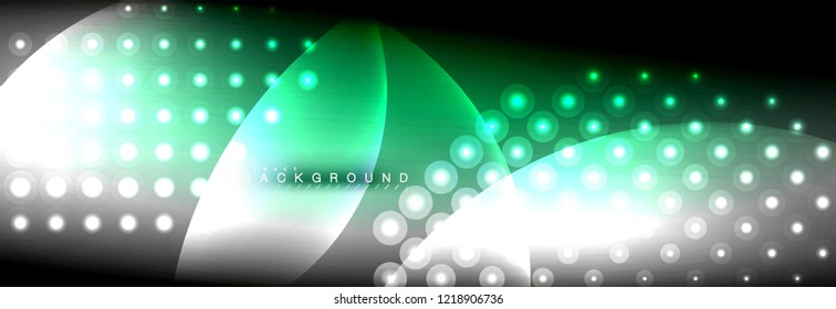 Vector blurred neon glowing circles with flowing and liquid light concept, energy magic fantastic background