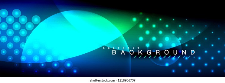 Vector blurred neon glowing circles with flowing and liquid light concept, energy magic fantastic background