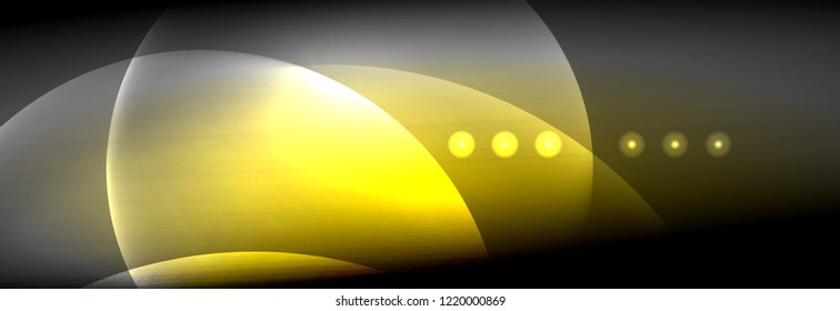 Vector blurred neon glowing circles with flowing and liquid light concept, energy magic fantastic background