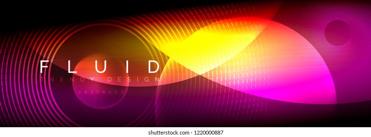 Círculos brillantes de neón vectorial borroso con concepto de luz fluida y líquida, energía mágica fondo fantástico
