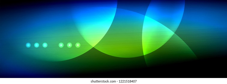 Vector blurred neon glowing circles with flowing and liquid light concept, energy magic fantastic background