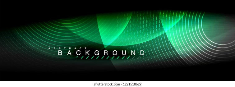 Vector blurred neon glowing circles with flowing and liquid light concept, energy magic fantastic background
