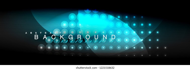 Vector blurred neon glowing circles with flowing and liquid light concept, energy magic fantastic background