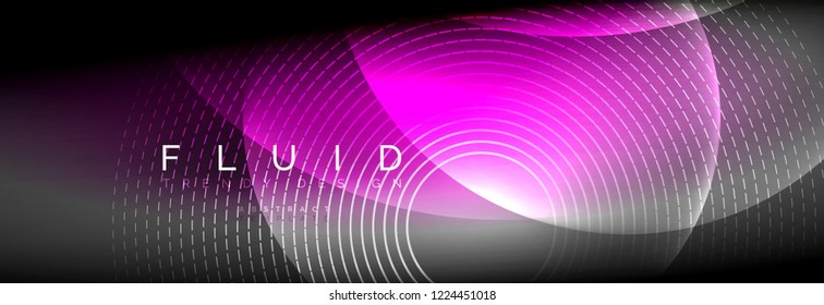 Vector blurred neon glowing circles with flowing and liquid light concept, energy magic fantastic background